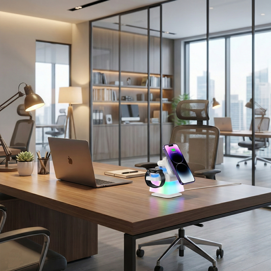 LumiDock 4-in-1: Magnetic Fast Charging Station with Ambient RGB Glow